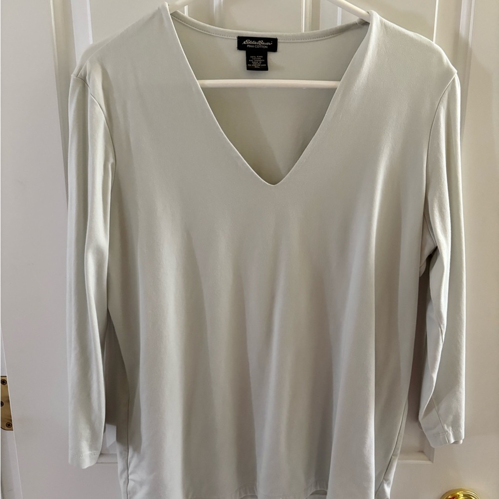 Eddie Bauer pale Blue Fitted 3/4 Sleeve tshirt